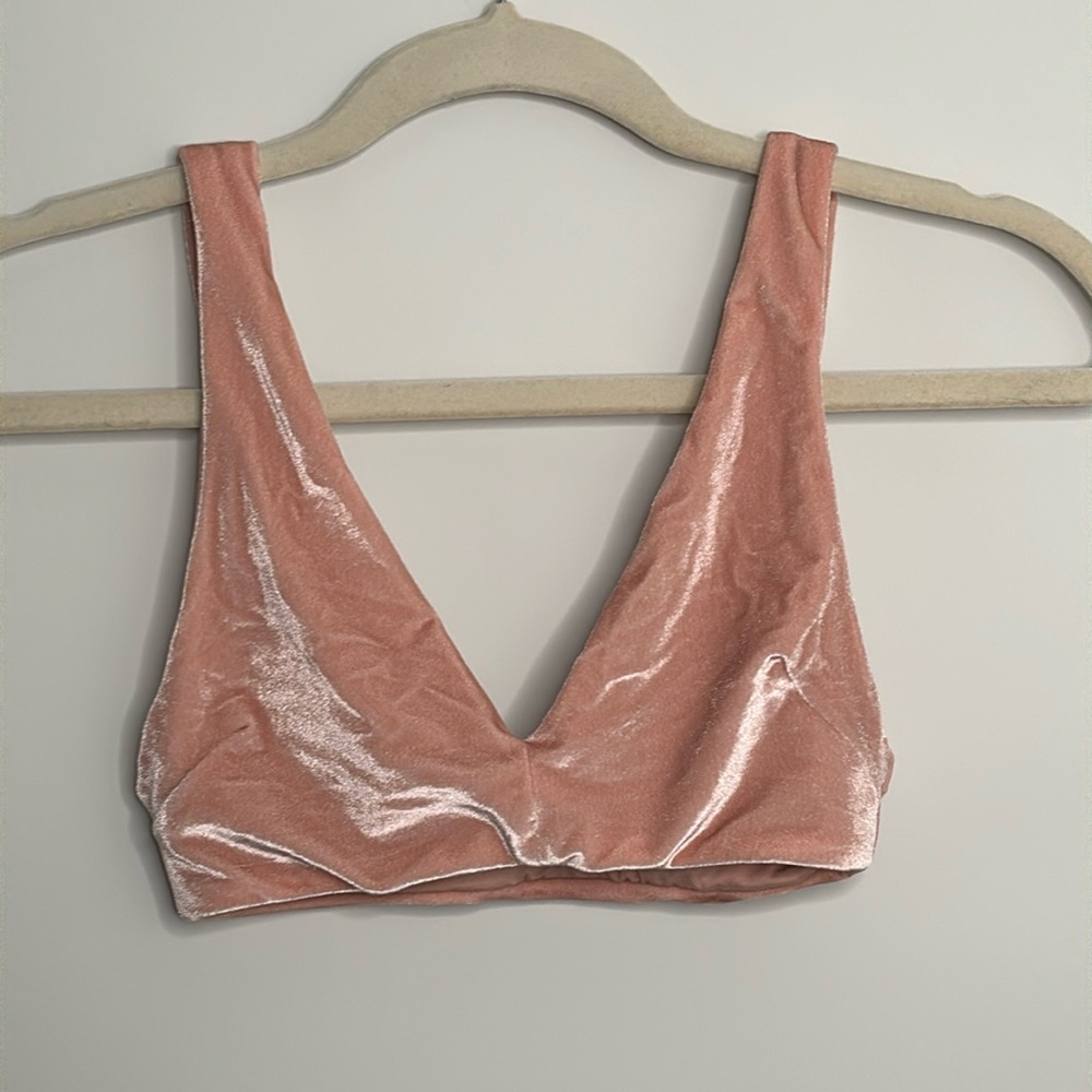 ASOS Pink Velvet Stretch Bralette/ Bikini Top size 2